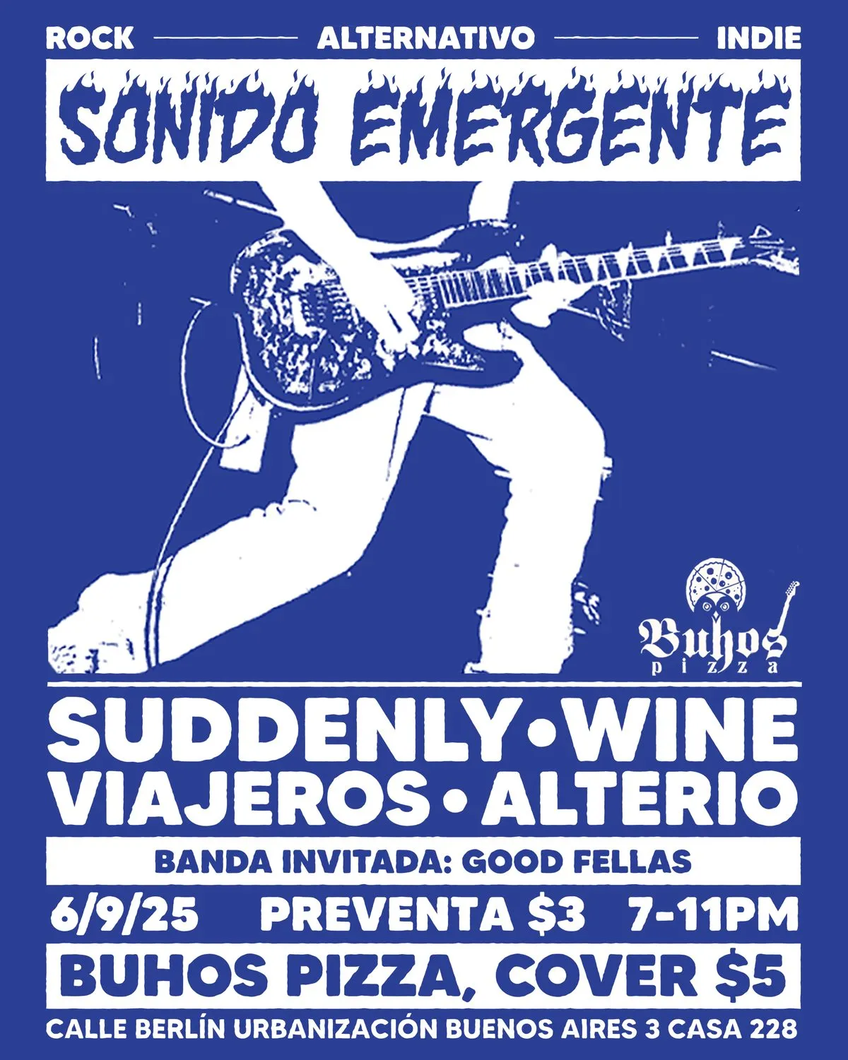 Gig poster: Sonido Emergente · Búhos Pizza