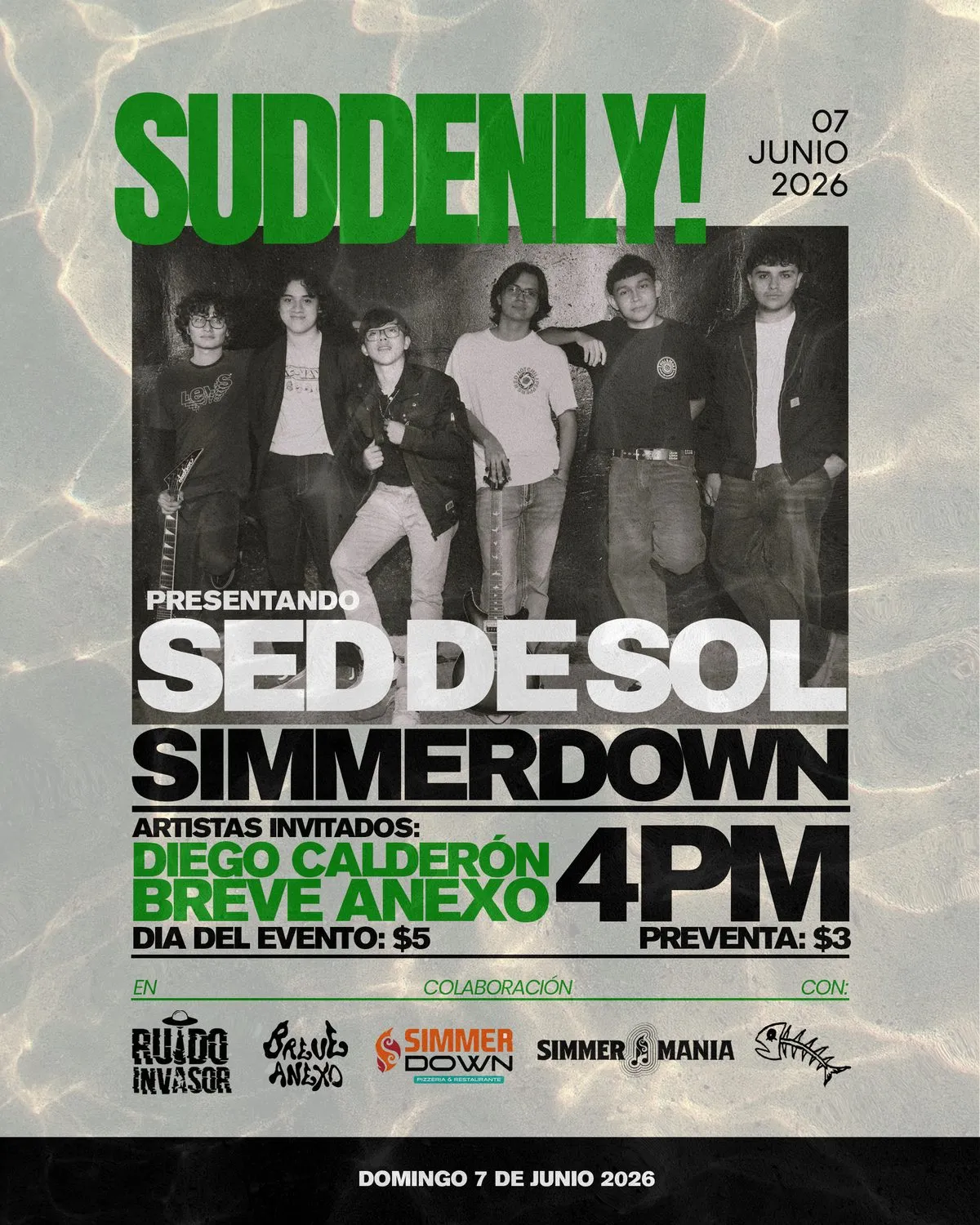 Gig poster: Sed de Sol · Simmerdown
